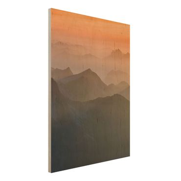 Holz Wandbild - Blick von der Zugspitze - Hoch 3:4
