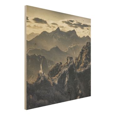 Holz Wandbild - Die große chinesische Mauer - Quadrat 1:1