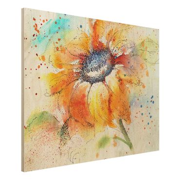 Holzbild - Painted Sunflower - Quer 4:3