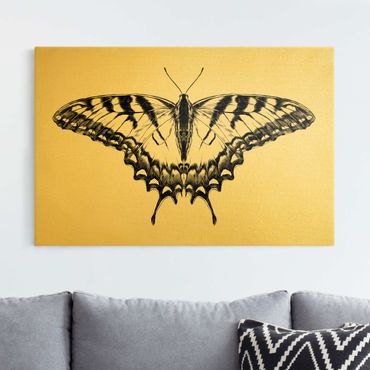 Billede på lærred - Illustration Flying Tiger Swallowtail Black