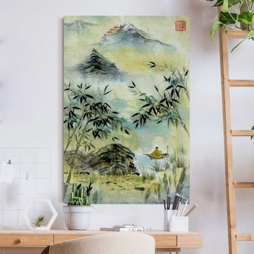 Akustisk billede - Japanese Watercolour Drawing Bamboo Forest