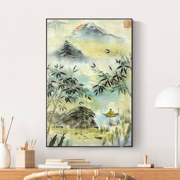 Akustikbillede - Japanese Watercolour Drawing Bamboo Forest