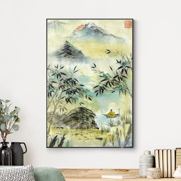 Udskifteligt billede - Japanese Watercolour Drawing Bamboo Forest