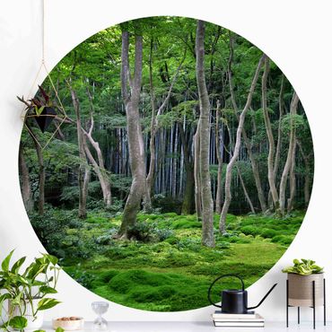 Runde Tapete selbstklebend - Japanischer Wald