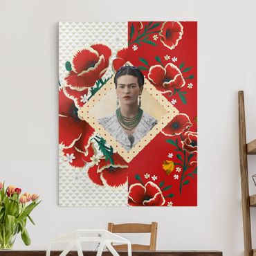 Leinwandbild - Frida Kahlo - Mohnblüten - Hochformat 3:4