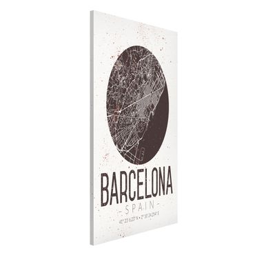 Magnettafel - Stadtplan Barcelona - Retro - Memoboard Hochformat
