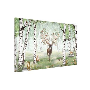 Magnettavle - Majestic deer in the birch forest
