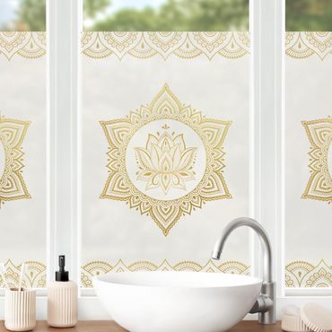 Vinduesklistermærke - Mandala Lotus Illustration Ornament White Gold