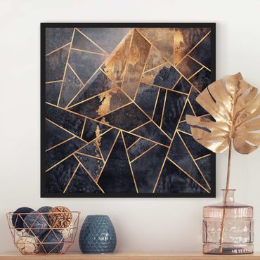 Bild mit Rahmen - Onyx mit Gold - Quadrat