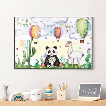 Udskifteligt billede - Panda And Lama Watercolour