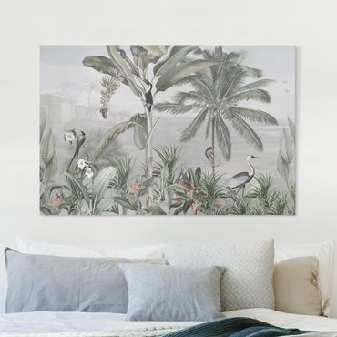 Billede på lærred - Birds of paradise in the jungle panorama
