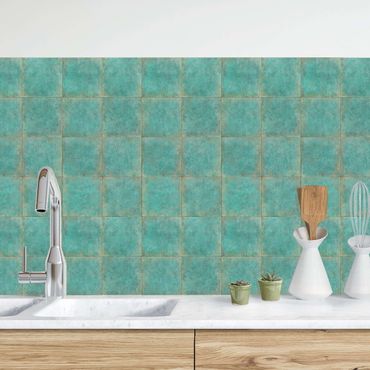 Stænkplade - Square Tiles in turquoise