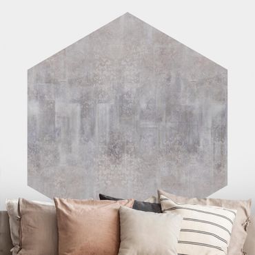 Sekskantet tapet - Rustic Concrete Pattern Grey
