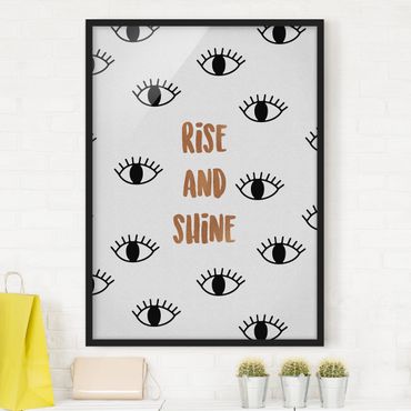 Bild mit Rahmen - Schlafzimmer Zitat Rise & Shine - Hochformat