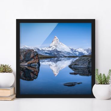 Bild mit Rahmen - Stellisee vor dem Matterhorn - Quadrat