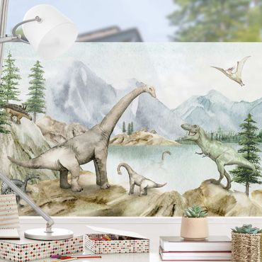 Vinduesklistermærke - Prehistoric oasis of dinosaurs