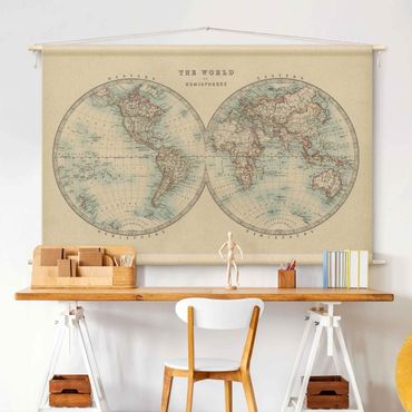 Gobelin - Vintage World map Both Hemispheres