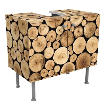 Waschbeckenunterschrank - Holz Homey Firewood - Holzoptik Badschrank Braun