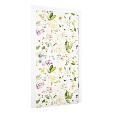 Dørtapet - Wildflowers and White Roses Watercolour Pattern