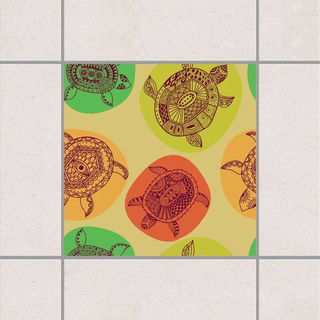 køkken dekorationer Tile Stickers - Turtles of the world's oceans