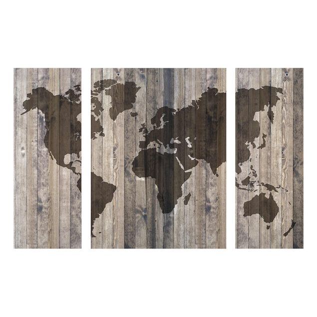 Glasbilleder verdenskort Wood World Map