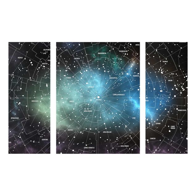 Glasbilleder verdenskort Stellar Constellation Map Galactic Nebula
