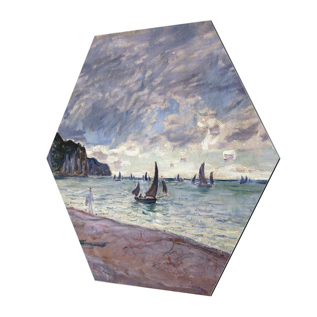 Billeder hav Claude Monet - Fishing Boats In Front Of The Beach And Cliffs Of Pourville