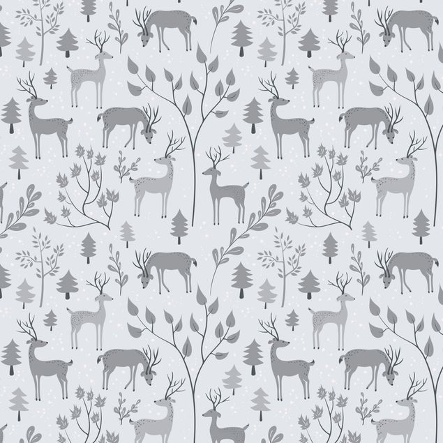 Selvklæbende folier Sweet Deer Pattern In Different Shades Of Grey