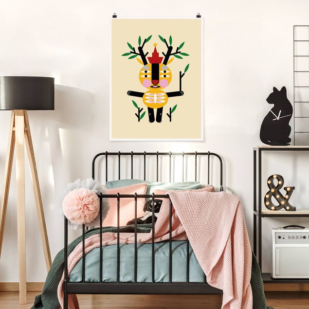 Plakater kunsttryk Collage Ethno Monster - Deer