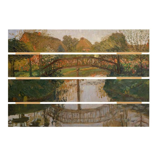 Prints på træ landskaber Otto Modersohn - Farm Garden with Bridge