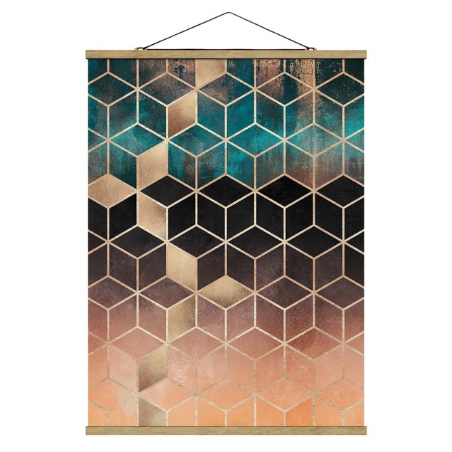 Billeder mønstre Turquoise Rosé Golden Geometry