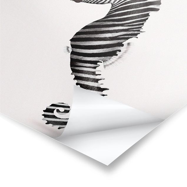 Plakater kunsttryk Seahorse With Zebra Stripes