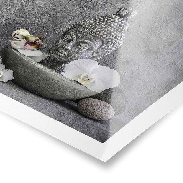 Billeder grå Zen Buddha, Orchid And Stone