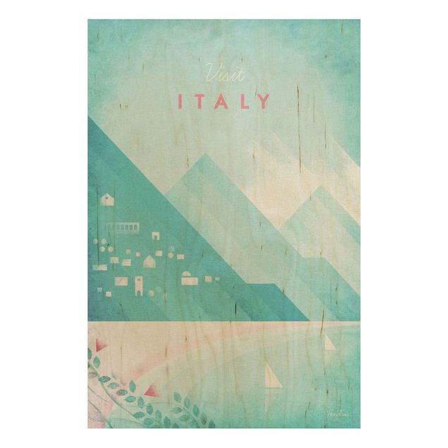Prints på træ landskaber Travel Poster - Italy