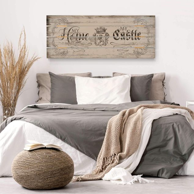 Prints på træ ordsprog My Home is my Castle