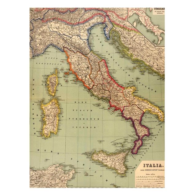 Magnettavler verdenskort Vintage Map Italy
