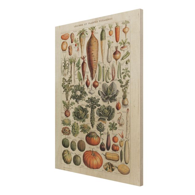 Prints på træ vintage Vintage Board Vegetables