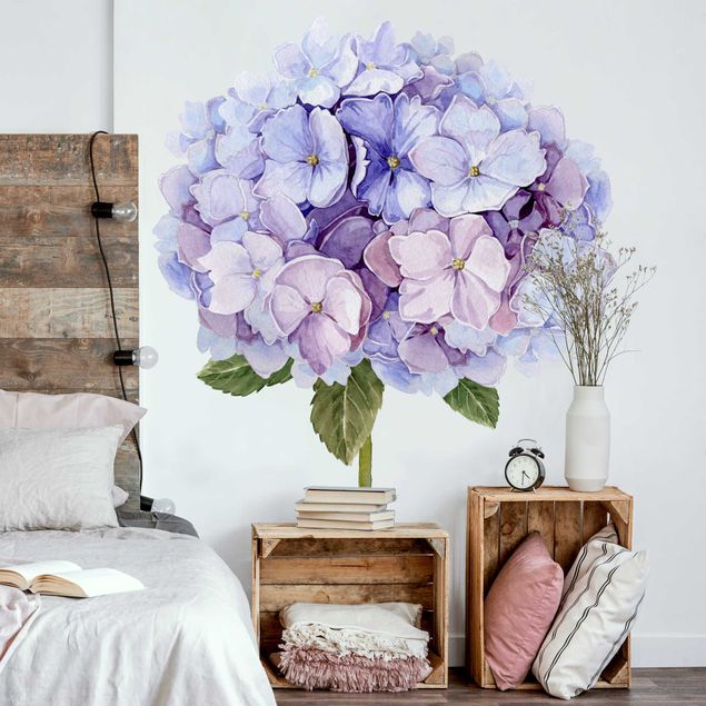 køkken dekorationer Watercolour Hydrangea Blue Bloom XXL