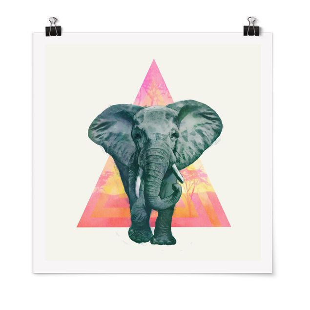 Plakater dyr Illustration Elephant Front Triangle Painting
