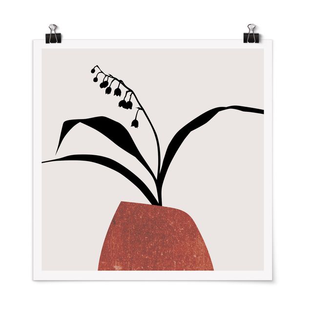 Plakater sort og hvid Graphical Plant World - Lily Of The Valley