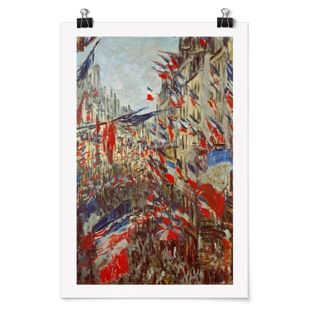 Plakater arkitektur og skyline Claude Monet - The Rue Montorgueil with Flags