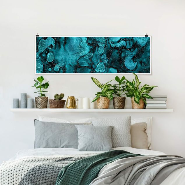 Plakater kunsttryk Turquoise Drop With Glitter