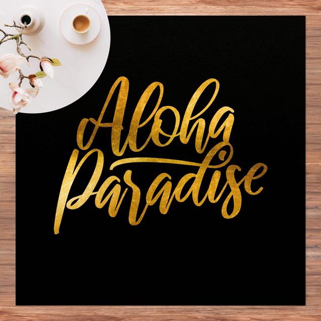 tæppe til terrassen Gold - Aloha Paradise On Black