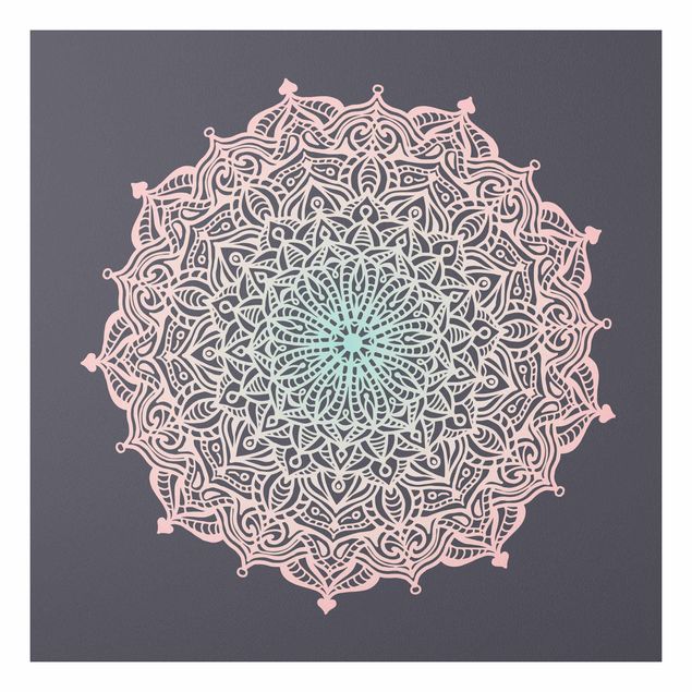 Billeder kunsttryk Mandala Ornament In Rose And Blue