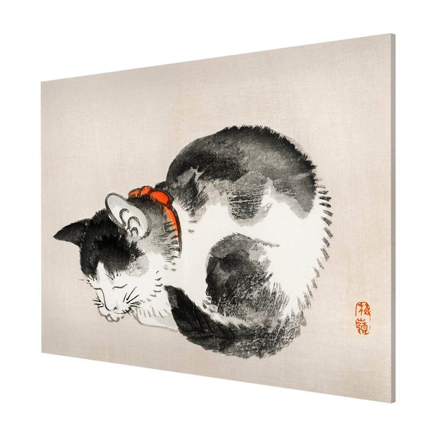 Magnettavler dyr Asian Vintage Drawing Sleeping Cat