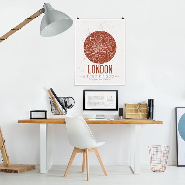 Plakater arkitektur og skyline City Map London - Retro