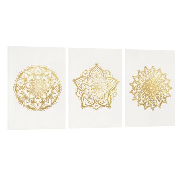 Billeder mandalas Mandala Flower Sun Illustration Set Gold
