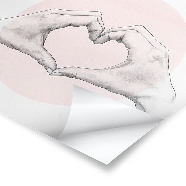 Billeder Illustration Heart Hands Circle Pink White