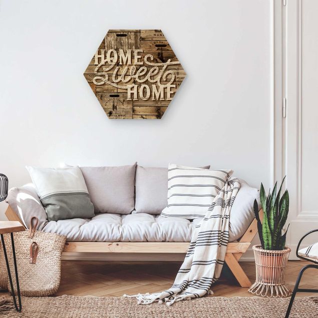 Prints på træ ordsprog Home sweet Home Wooden Panel