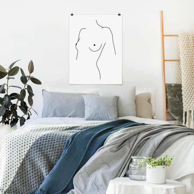 Billeder nøgen og erotik Line Art Nude Bust Woman Black And White